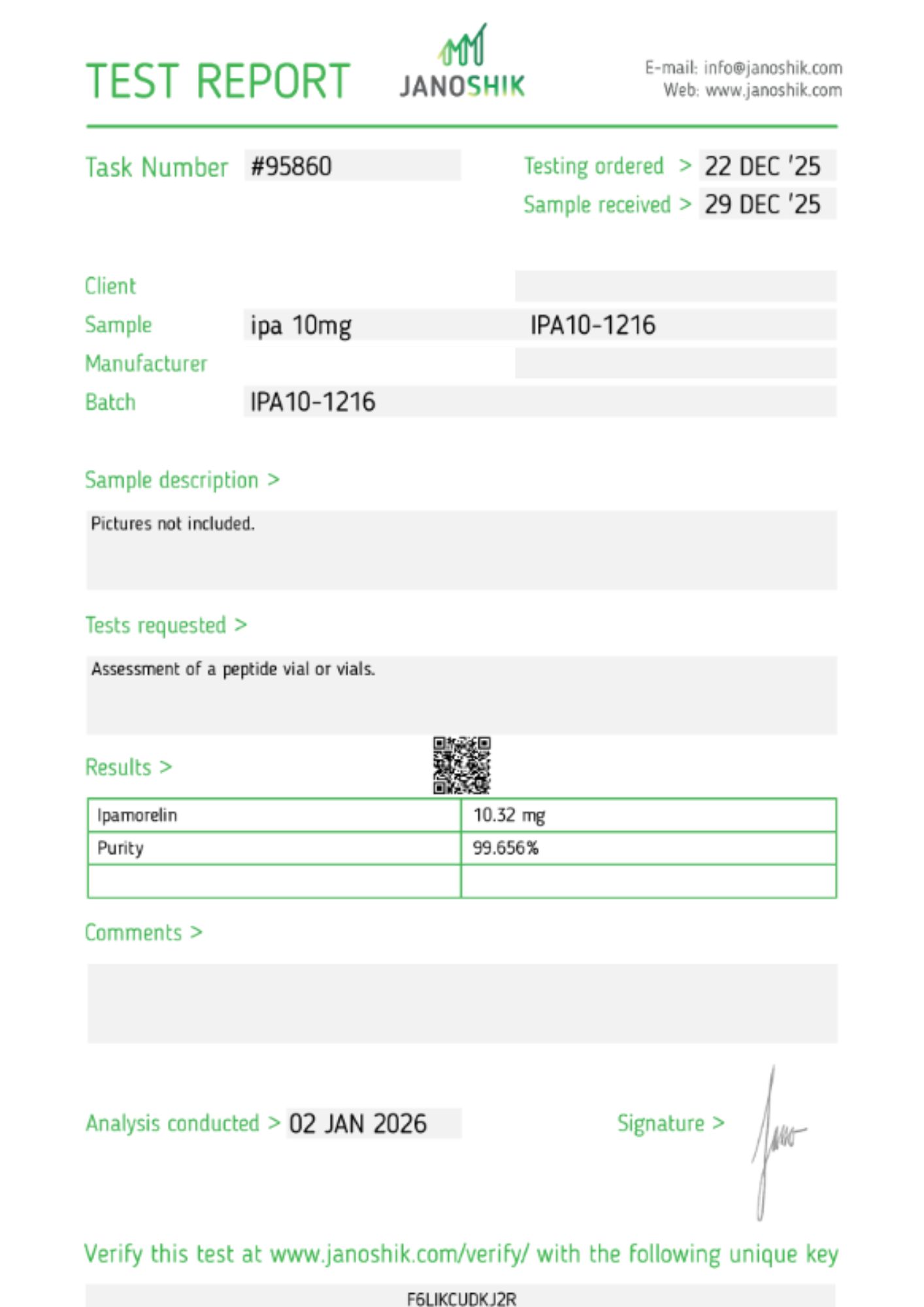 Ipamorelin Lab Report