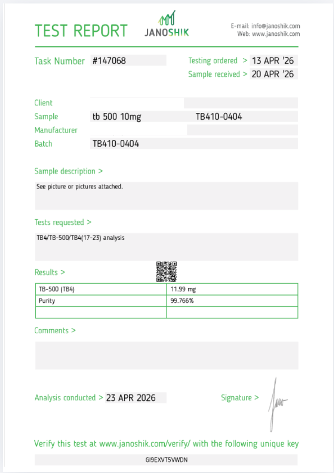 TB-500 Lab Report